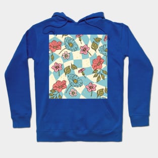 Blue Groovy Plaid Floral Hoodie